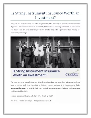 Is String Instrument Insurance Worth an Investment?