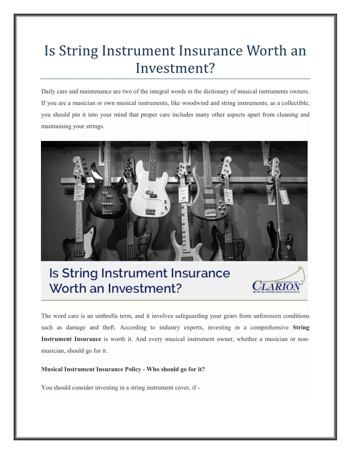 is string instrument insurance worth an investment