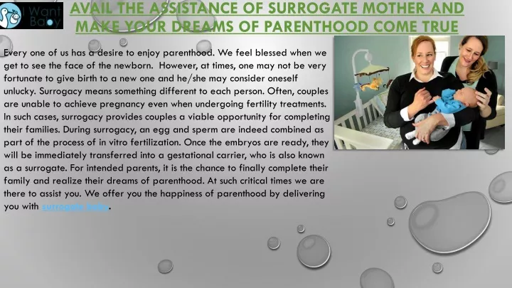 avail the assistance of surrogate mother and make your dreams of parenthood come true