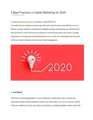 5 Best Practices in Digital Marketing for 2020