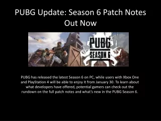 PUBG Update: Season 6 Patch Notes Out Now
