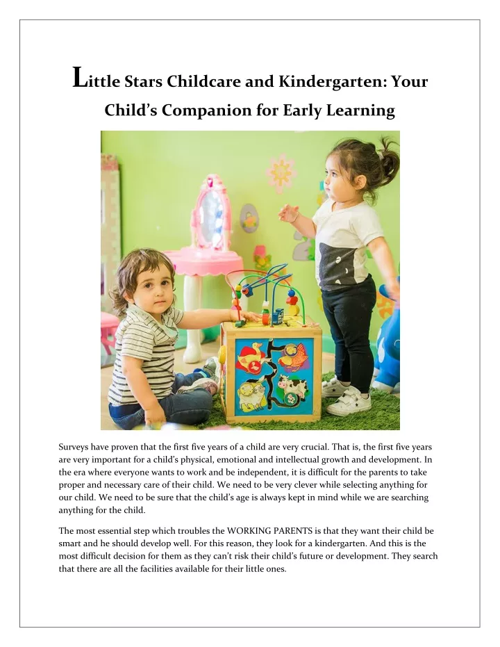 l ittle stars childcare and kindergarten your