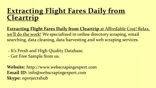 extracting flight fares daily from cleartrip