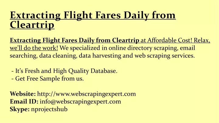 extracting flight fares daily from cleartrip