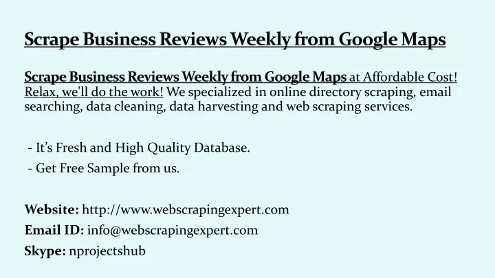 scrape business reviews weekly from google maps