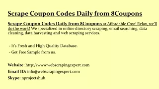 scrape coupon codes daily from 8coupons