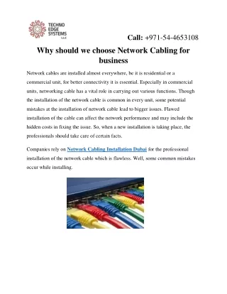 Why should we choose Network Cabling for business