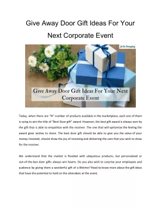 Give Away Door Gift Ideas For Your Next Corporate Event