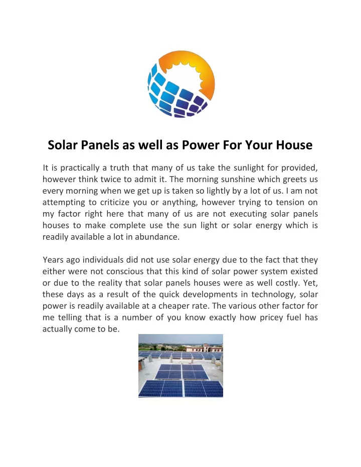 solar panels as well as power for your house