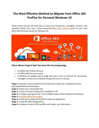 How to Migrate Office 365 ProPlus in Windows 10 - Office.com/setup