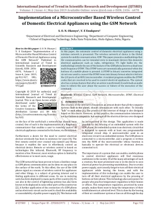 Implementation of A Microcontroller Based Wireless Control of Domestic Electrical Appliances Using The GSM Network