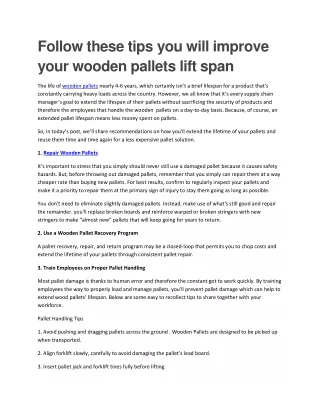 Follow these tips you will improve your wooden pallets lift span