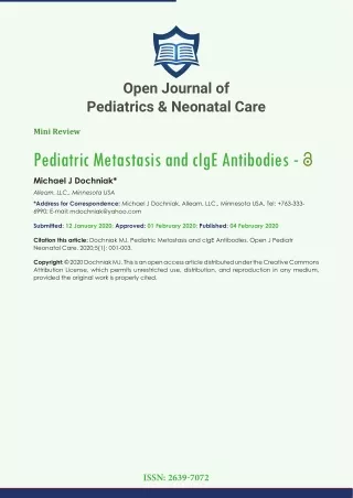 Open Journal of Pediatrics & Neonatal Care