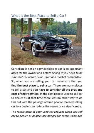 What is the Best Place to Sell a Car?