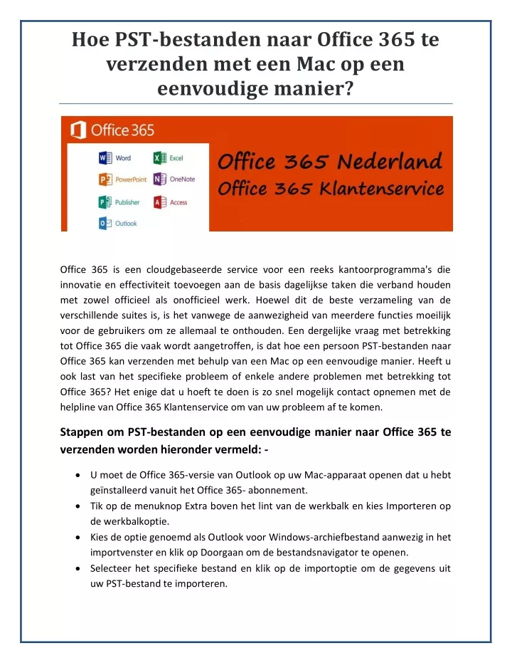 hoe pst bestanden naar office 365 te verzenden