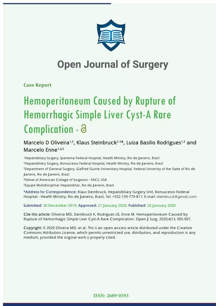 open journal of surgery