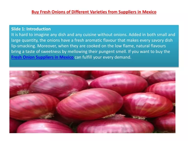 buy fresh onions of different varieties from suppliers in mexico