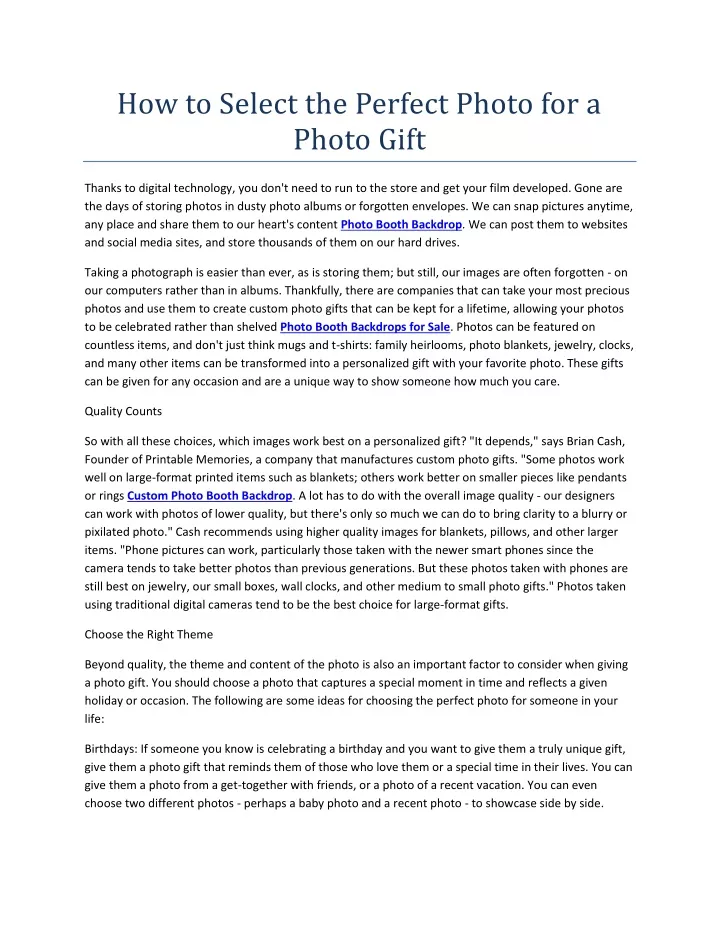 how to select the perfect photo for a photo gift