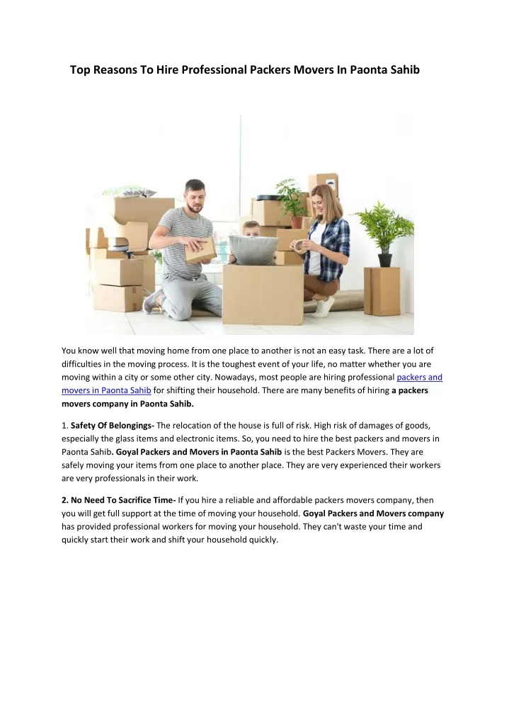 top reasons to hire professional packers movers