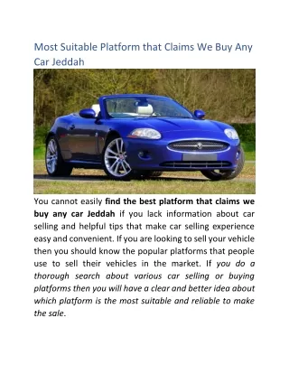 Most Suitable Platform that Claims We Buy Any Car Jeddah