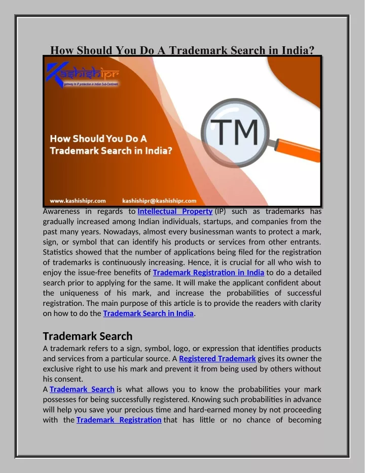 how should you do a trademark search in india