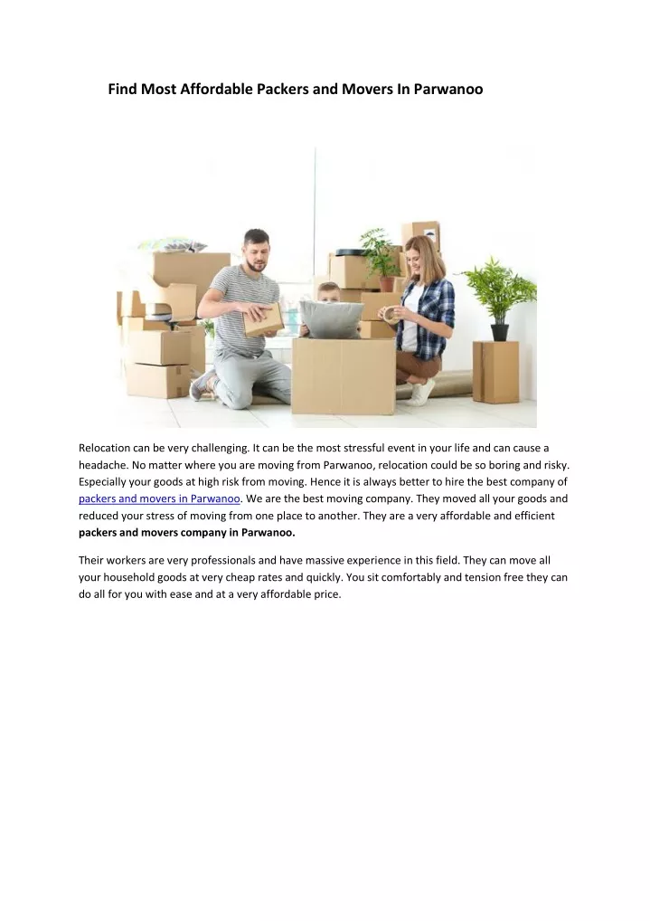 find most affordable packers and movers