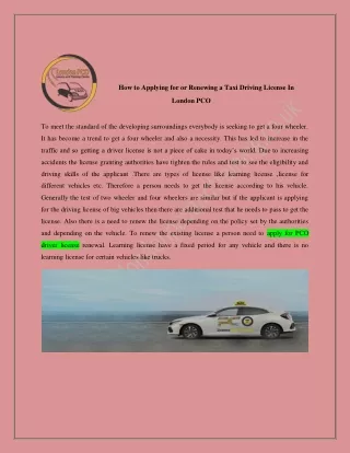 how to applying for or renewing a taxi driving
