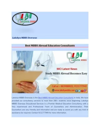 Best MBBS Abroad Education Consultants