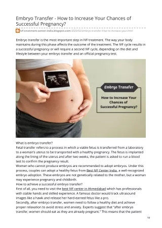 Embryo Transfer - How to Increase Your Chances of Successful Pregnancy?