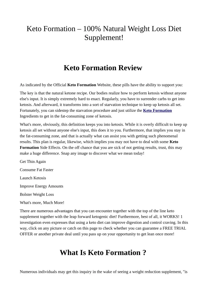 keto formation 100 natural weight loss diet