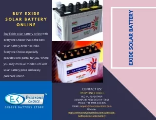 Buy Exide Solar Battery Online