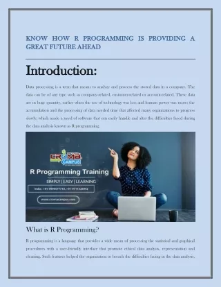 KNOW HOW R PROGRAMMING IS PROVIDING A GREAT FUTURE AHEAD