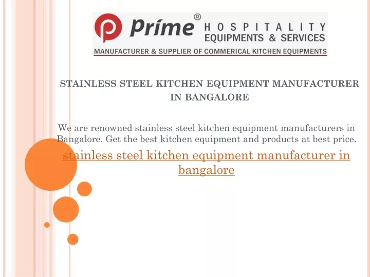 stainless steel kitchen equipment manufacturer in bangalore