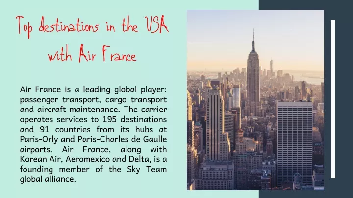 top destinations in the usa with air france