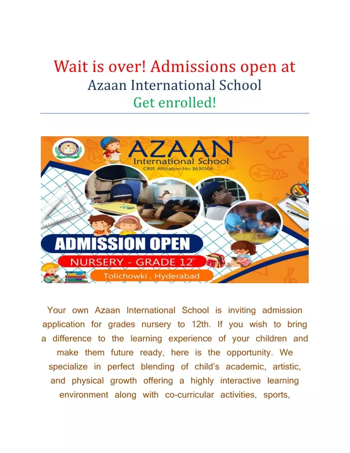 wait is over admissions open at azaan