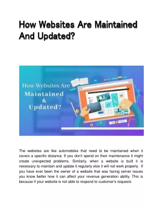How Websites Are Maintained And Updated?