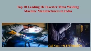 Top 10 Leading Dc Inverter Mma Welding Machine Manufacturers in India
