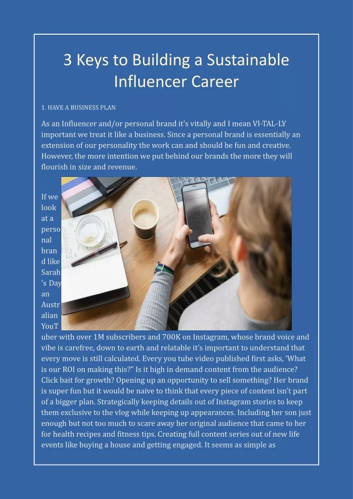 3 keys to building a sustainable influencer career