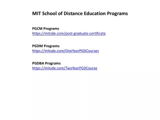 MIT School of Distance Education Courses
