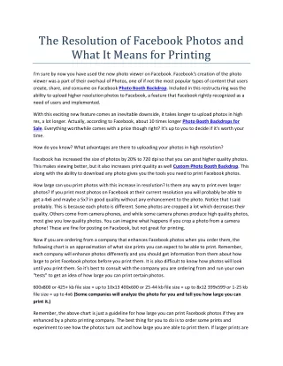 The Resolution of Facebook Photos and What It Means for Printing