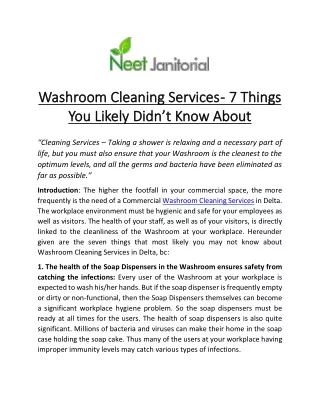 Washroom Cleaning Services 7 Things You Likely Didn’t Know About