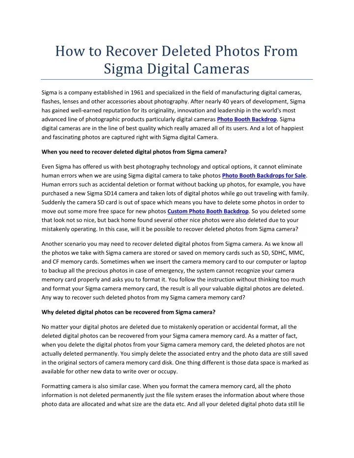 how to recover deleted photos from sigma digital