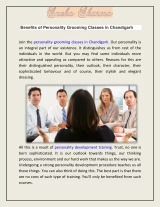 Benefits of Personality Grooming Classes in Chandigarh