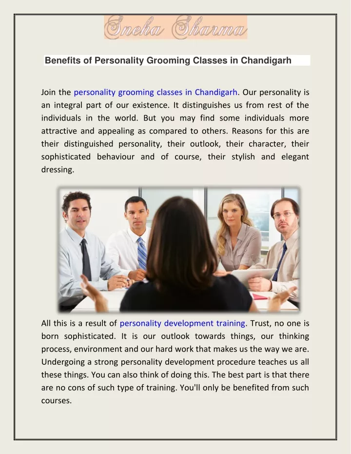benefits of personality grooming classes