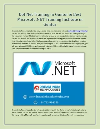 Dot Net Training in Guntur & Best Microsoft .NET Training Institute in Guntur