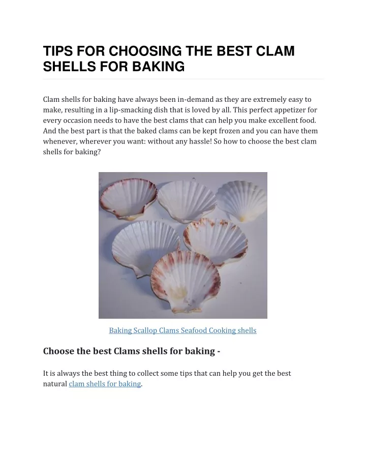 tips for choosing the best clam shells for baking