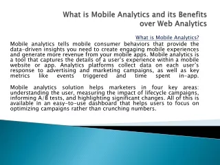 What is Mobile Analytics and its Benefits over Web Analytics
