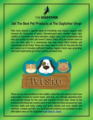 Get The Best Pet Products at The Dogfather Shop!