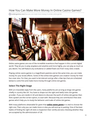 How You Can Make More Money In Online Casino Games?