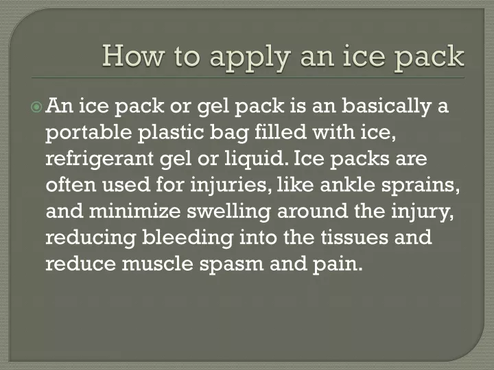 how to apply an ice pack